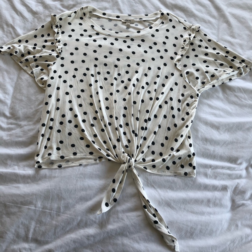 Polka-Dot crop top with tie
